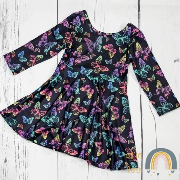sachin and babi light blue dress Girls Royal Blue Butterfly Printed Casual Dress